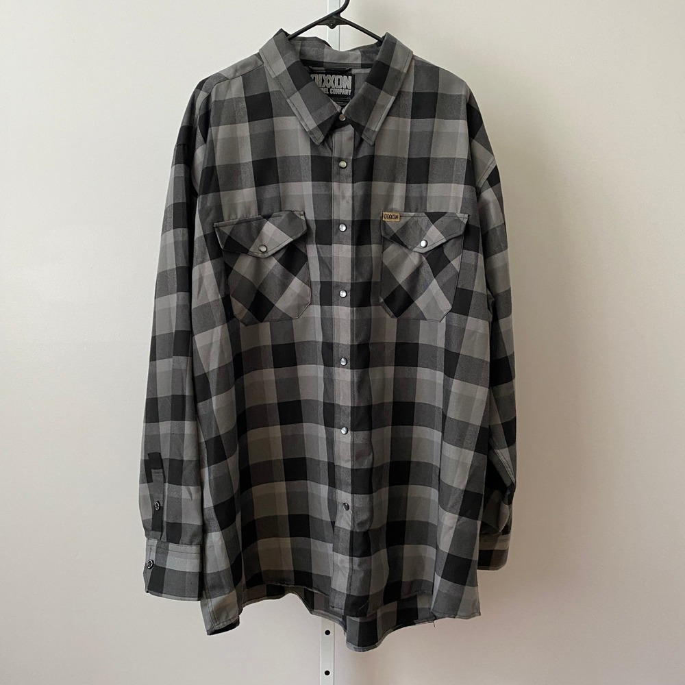 Dixxon 4X Gray Plaid Flannel Shirt Snap Front 1911 Edition Button